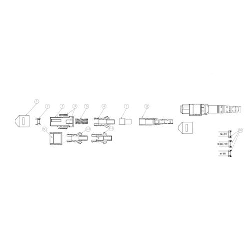 Kit de fibra óptica MPO Connector para cabos jumper com tipos variados